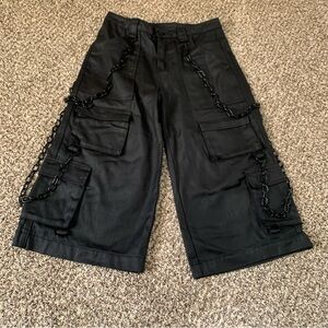 Dolls Kill Widow Black Cargo Shorts with Chains